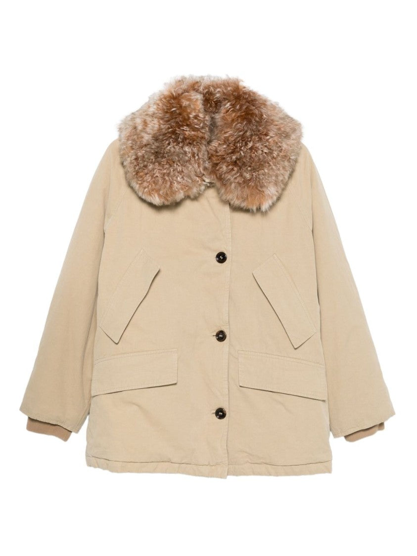 Prada Button-Up Jacket With Plush Fur Collar