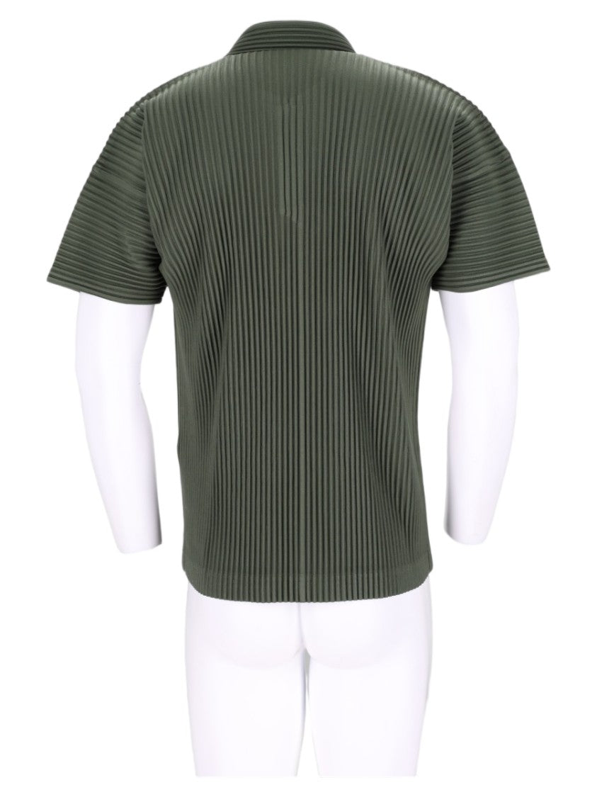 Homme Plissé Issey Miyake Pleated Boxy Green Polyester Polo Shirt