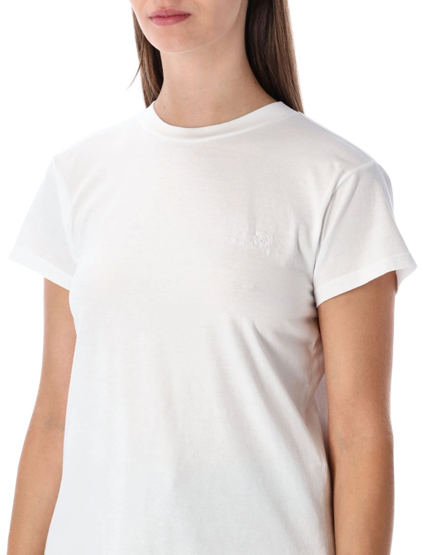 Mm6 By Maison Margiela Fitted Cotton Jersey T-Shirt With Unique Pleated Panel