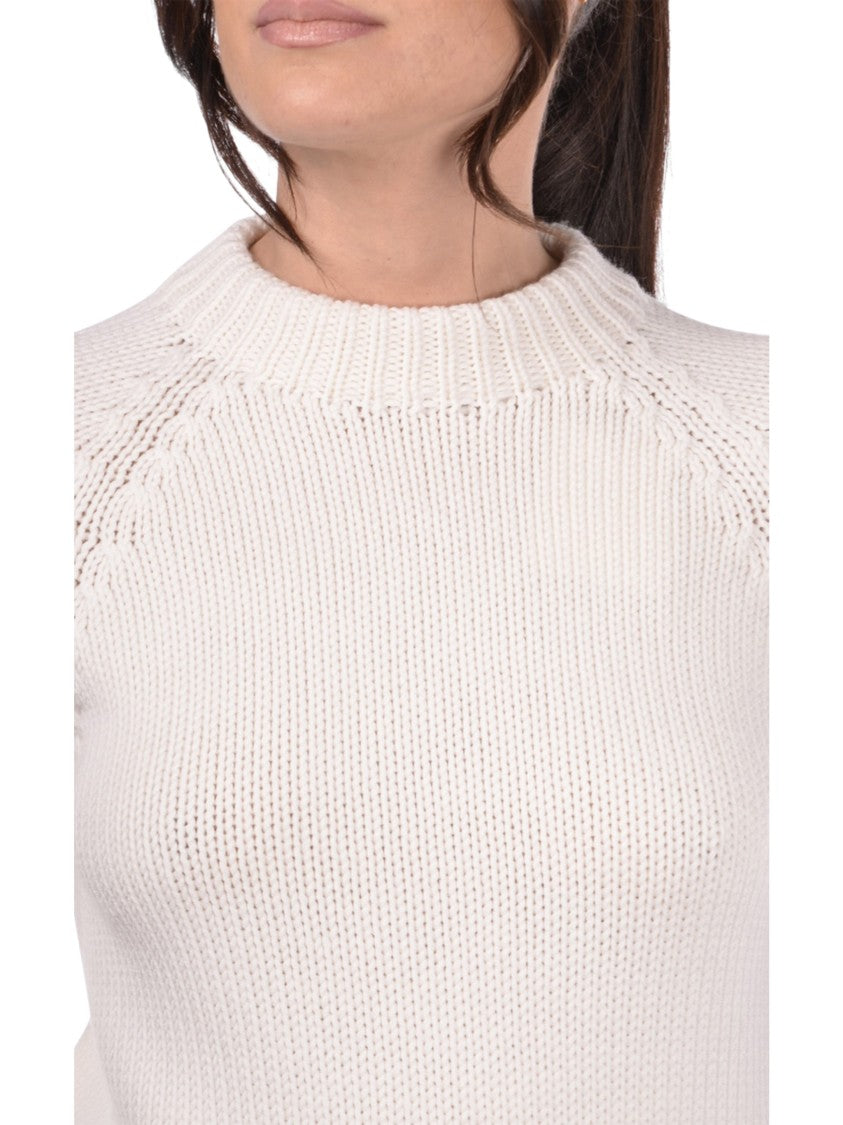 Gran Sasso Slightly Cropped Wool Sweater With Classic Crew Neckline