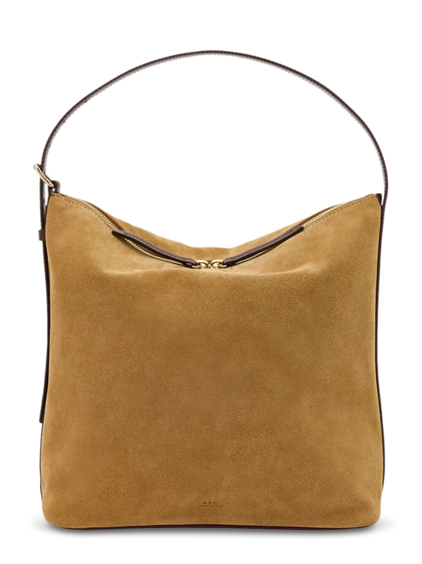A.P.C. Structured Suede Handbag With Gold-Tone Accents