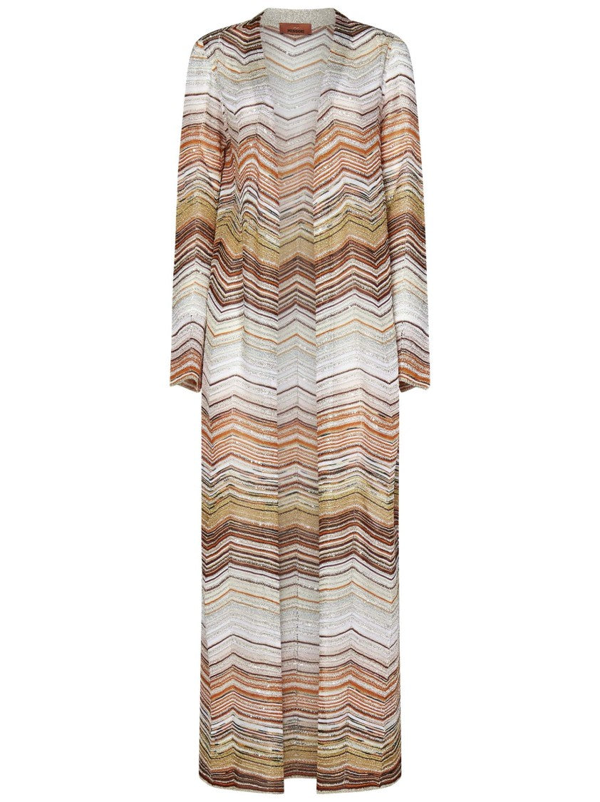 Missoni Chevron Lamé Cardigan With Sequins