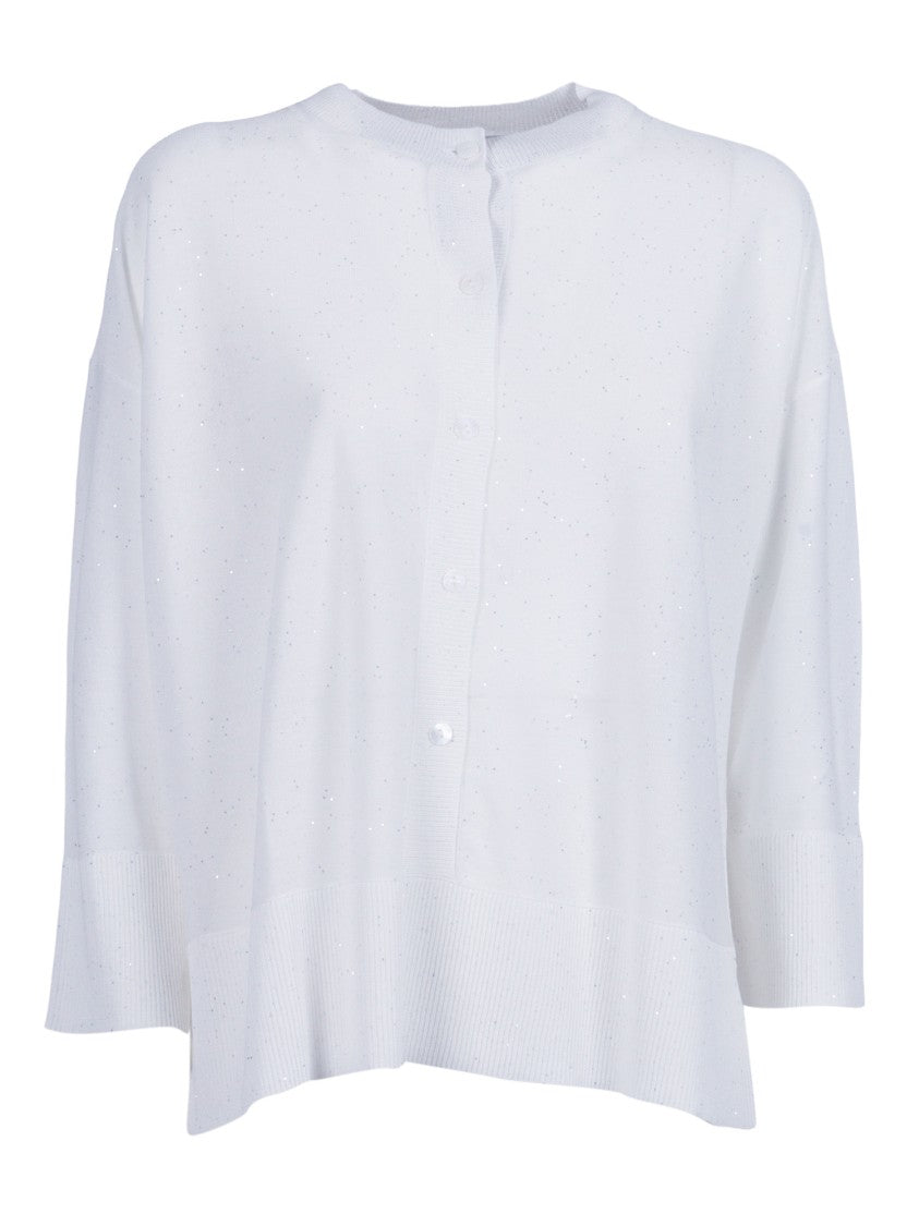 Kangra Cashmere Three Quarter Sleeve Sequined Cardigan