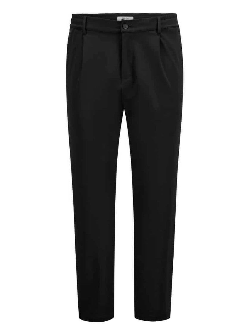 Cruna Tailored Black Flat Front Comfort Trousers