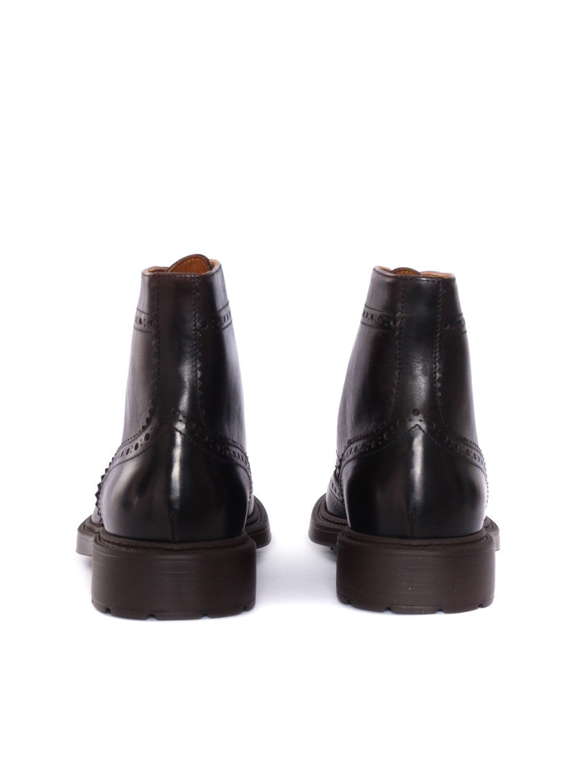 Doucal's Polished Calfskin Ankle Boot With Rounded Toe