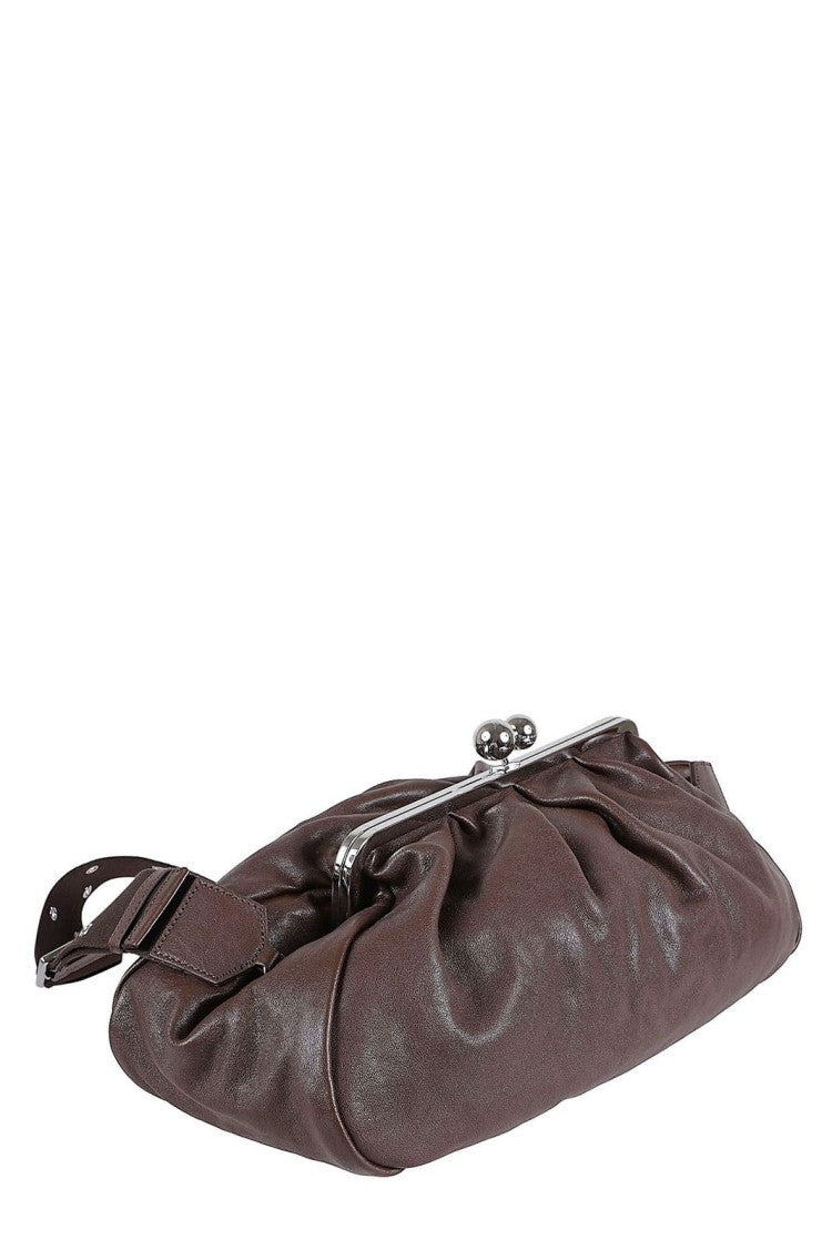 Max Mara Structured Sheepskin Leather Handbag With Top Handle