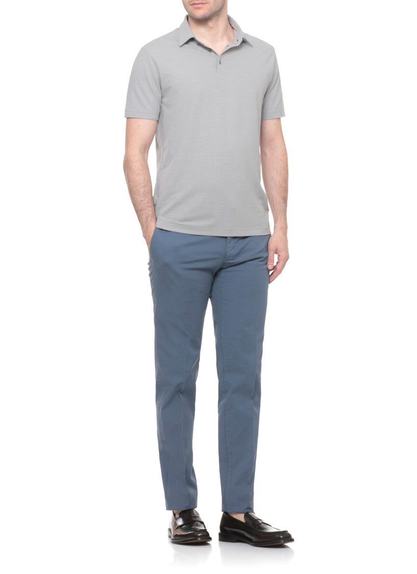Zanone Grey Cotton Polo Shirt