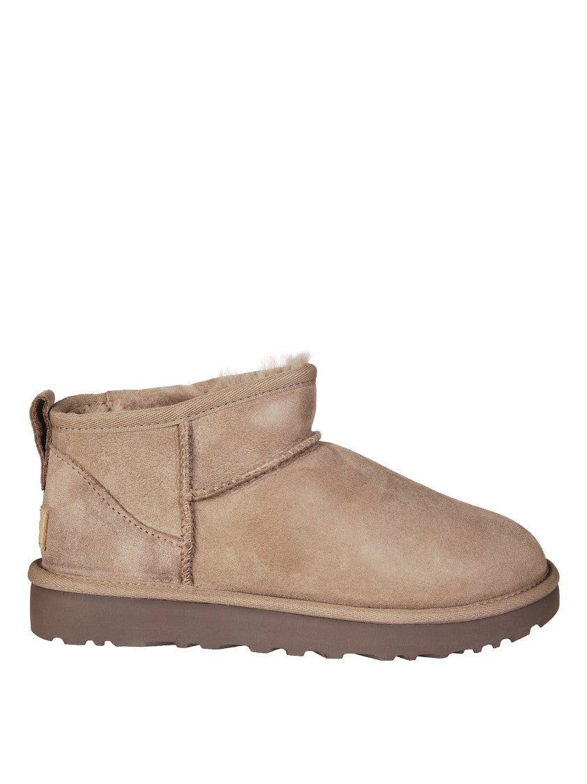Ugg Plush Texture Mini Ankle Boot With Rounded Toe