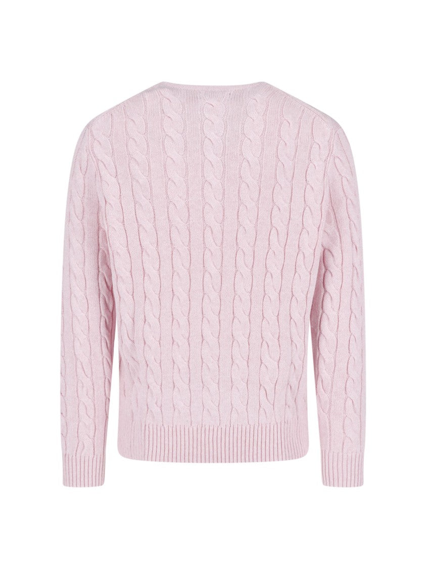 Polo Ralph Lauren Pink Cable Knit Crewneck Cotton Sweater