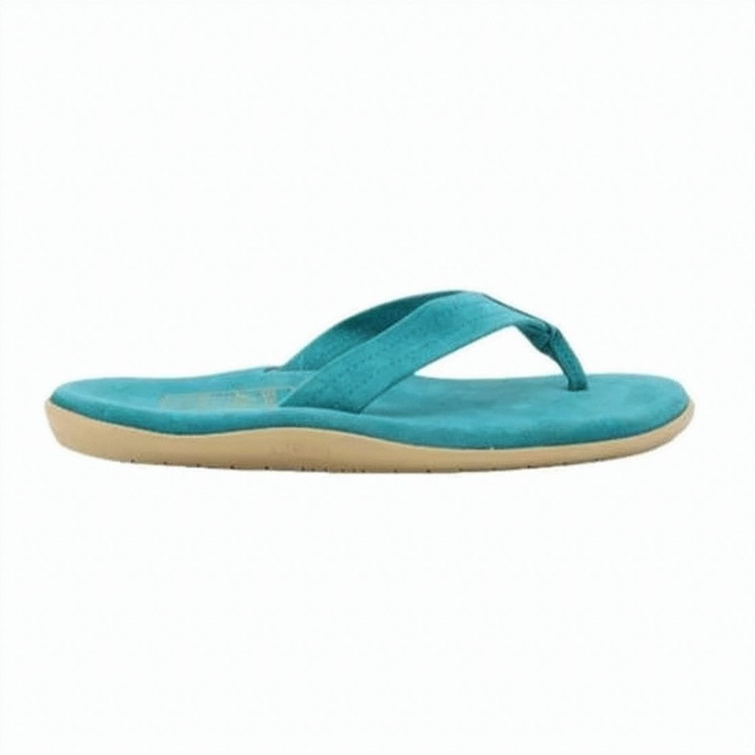 Island Slipper Turquoise Suede Slip-On Sandals With Cushioned Footbed