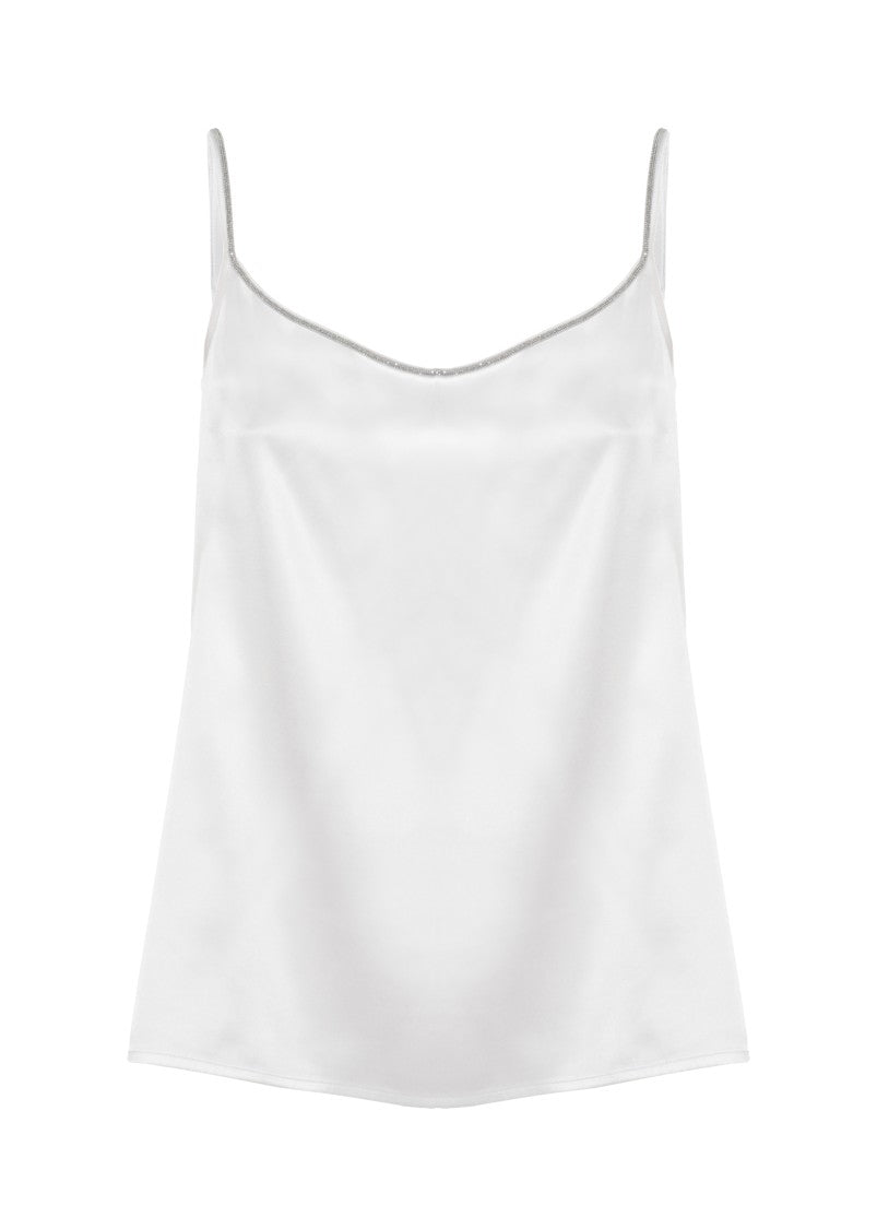 Panicale Ivory Silk Embellished Tank Top