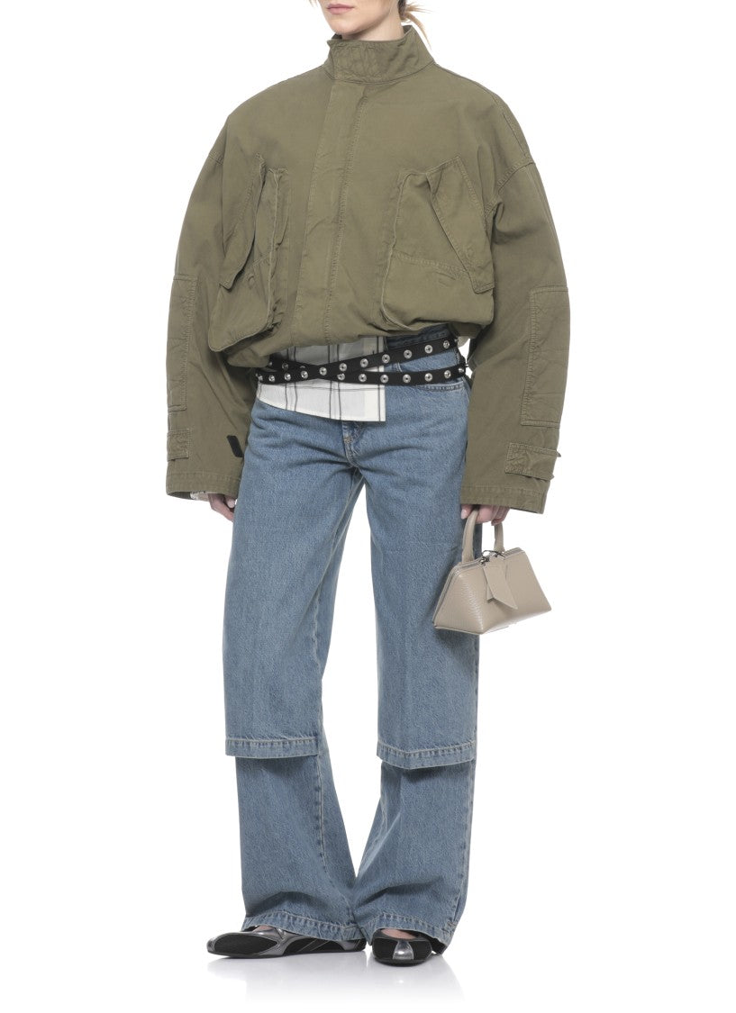 The Attico Blue Rear Embroidered Logo Palazzo Jeans