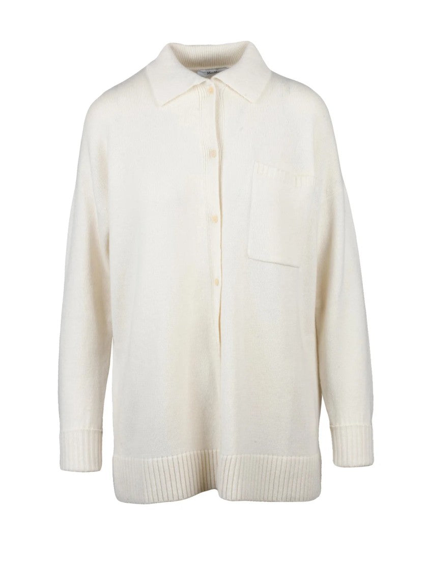 Max Mara White Cashmere Button-Down Cardigan