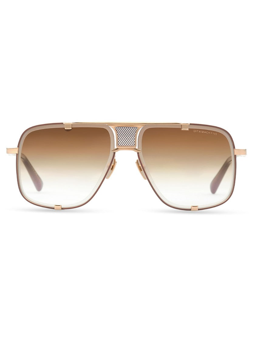 Dita Gold Mach/Fiv Rectangular Metal Sunglasses