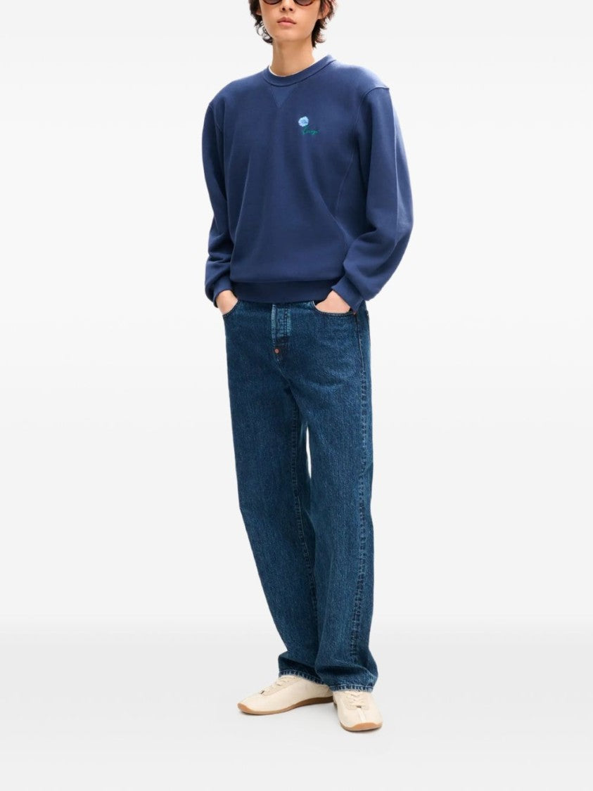 Kenzo Navy Blue Embroidered Crew Neck Sweatshirt