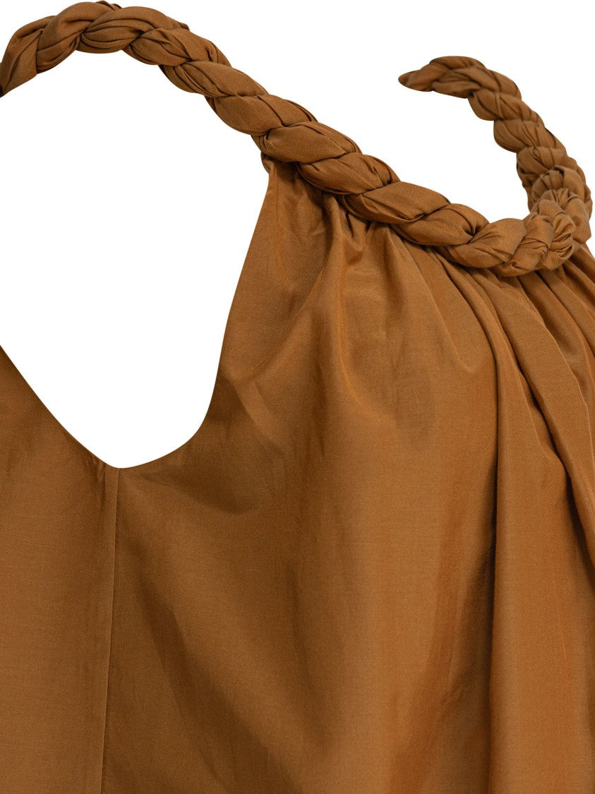 Loulou De Saison Gathered Top With Braided Neckline And Flowing Silhouette