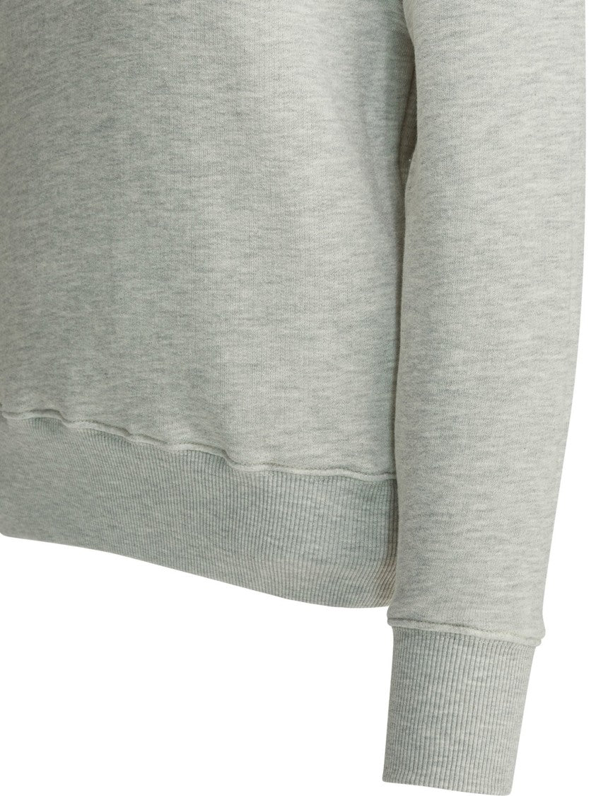 Autry Heathered Grey Cotton Blend Sweatshirt With Adjustable Hood