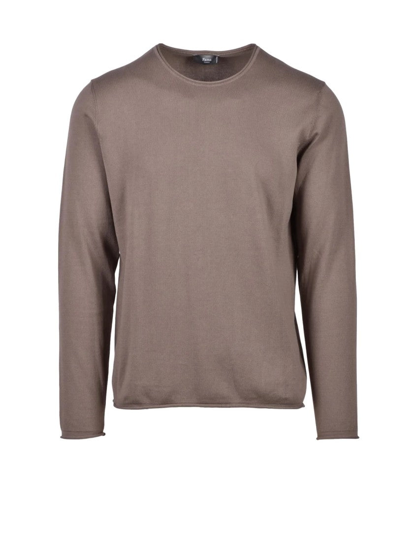 Fama Cotton Pullover With Minimalist Design And Casual Appeal
