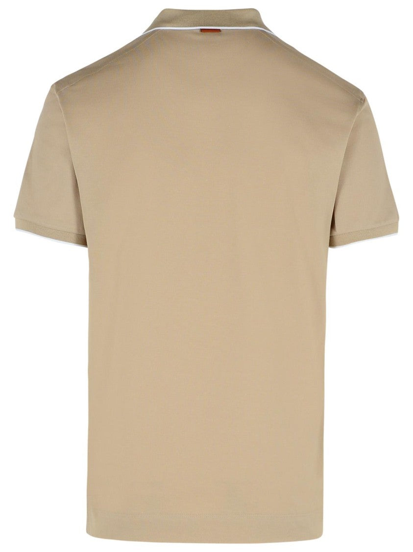 Zegna Beige Cotton Polo Shirt