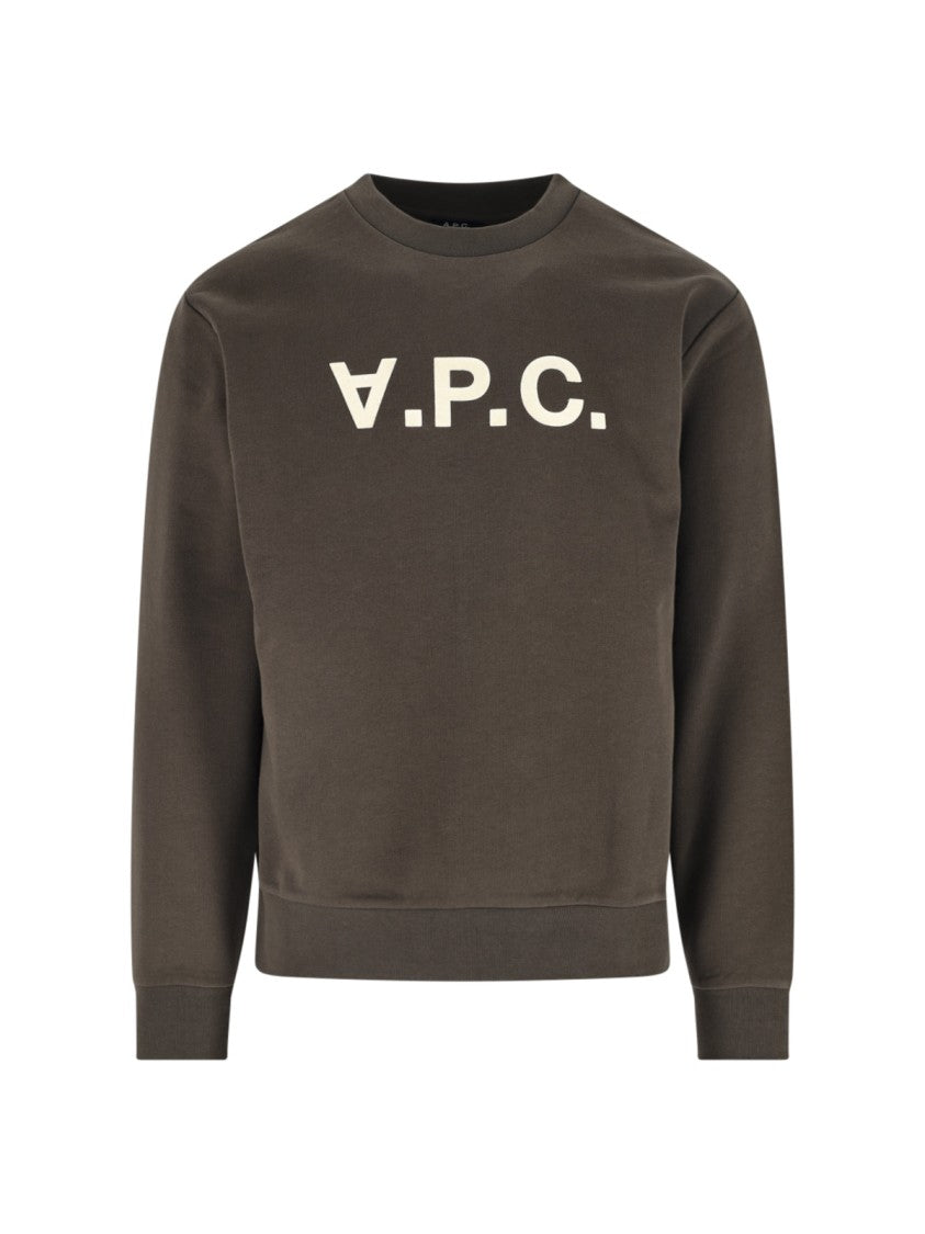 A.P.C. Brown Organic Cotton Ribbed Crewneck Sweatshirt