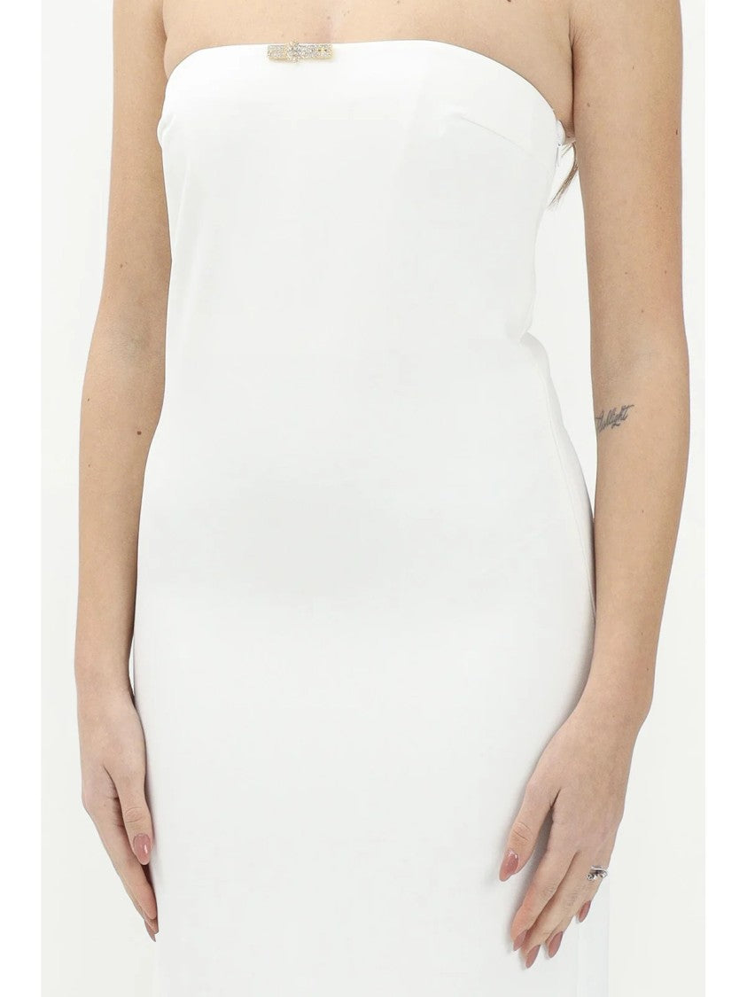 Elisabetta Franchi White Polyester Elastane Long Dress