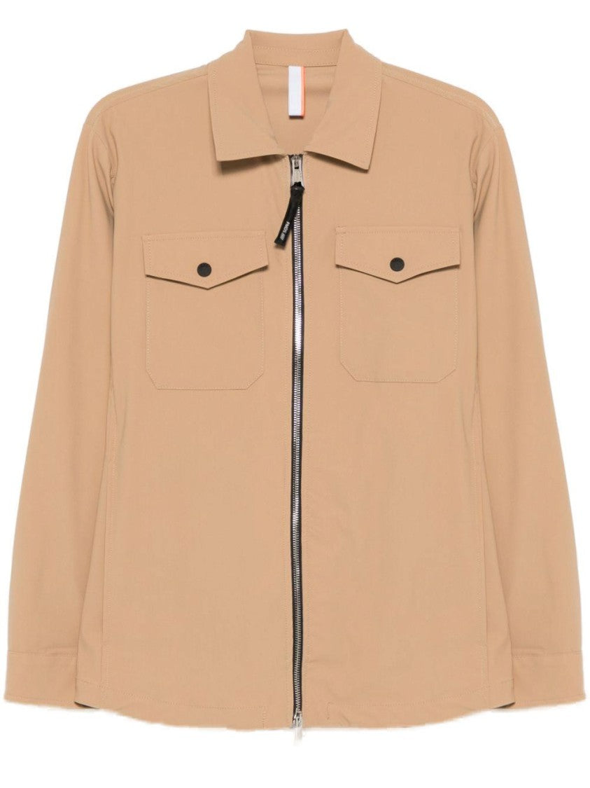 Pmds Sand Beige Shirt With Two-Way Zip And Flap Pockets