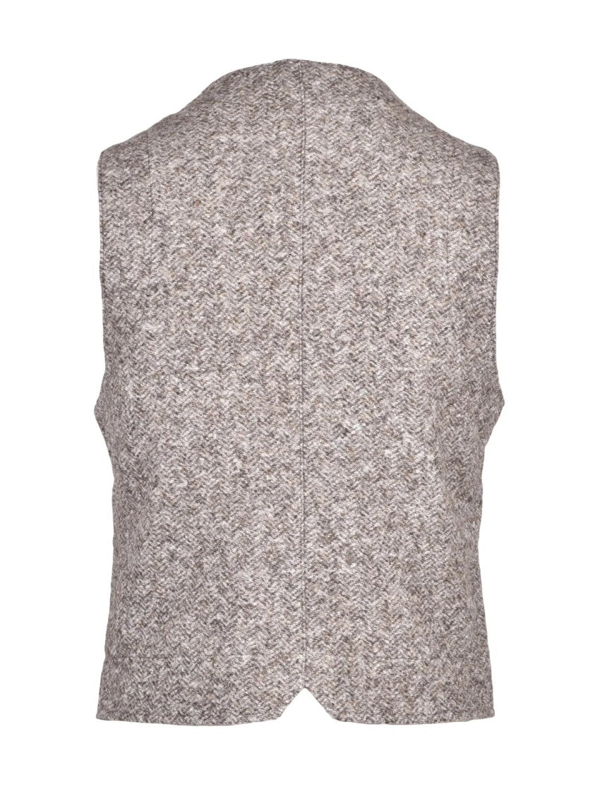 Bob Eclectic Patchwork Mens Vest With Textured Herringbone Base