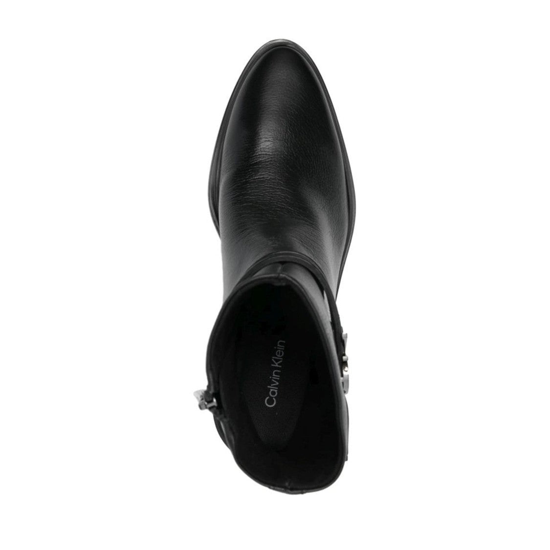 Calvin Klein Black Metallic Accent Leather Ankle Boots