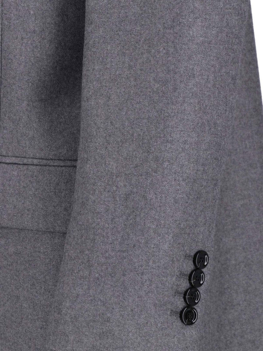 Lardini Grey Cashmere Double-Breasted Coat