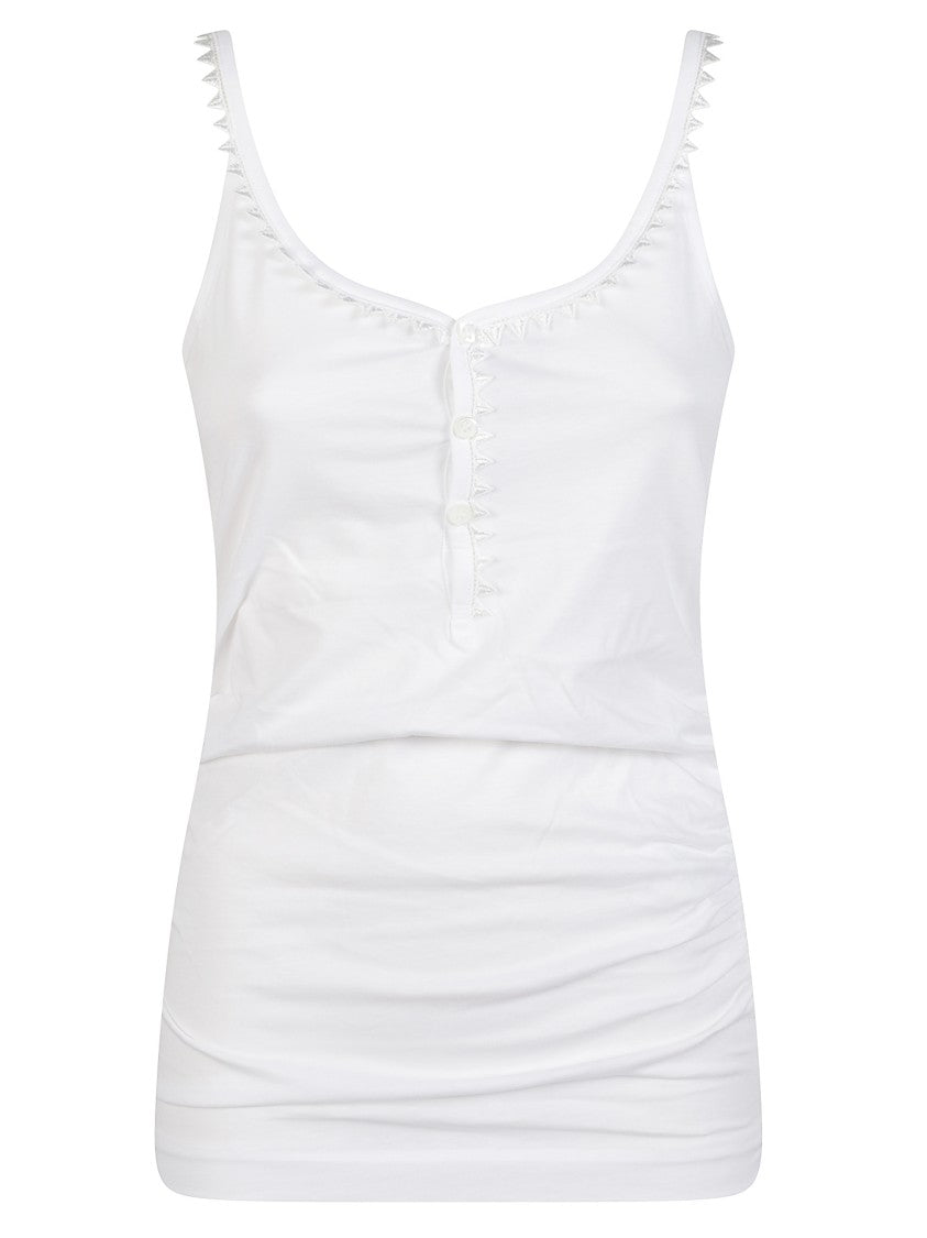 Jacquemus White Front Button Placket Cotton Tank Top