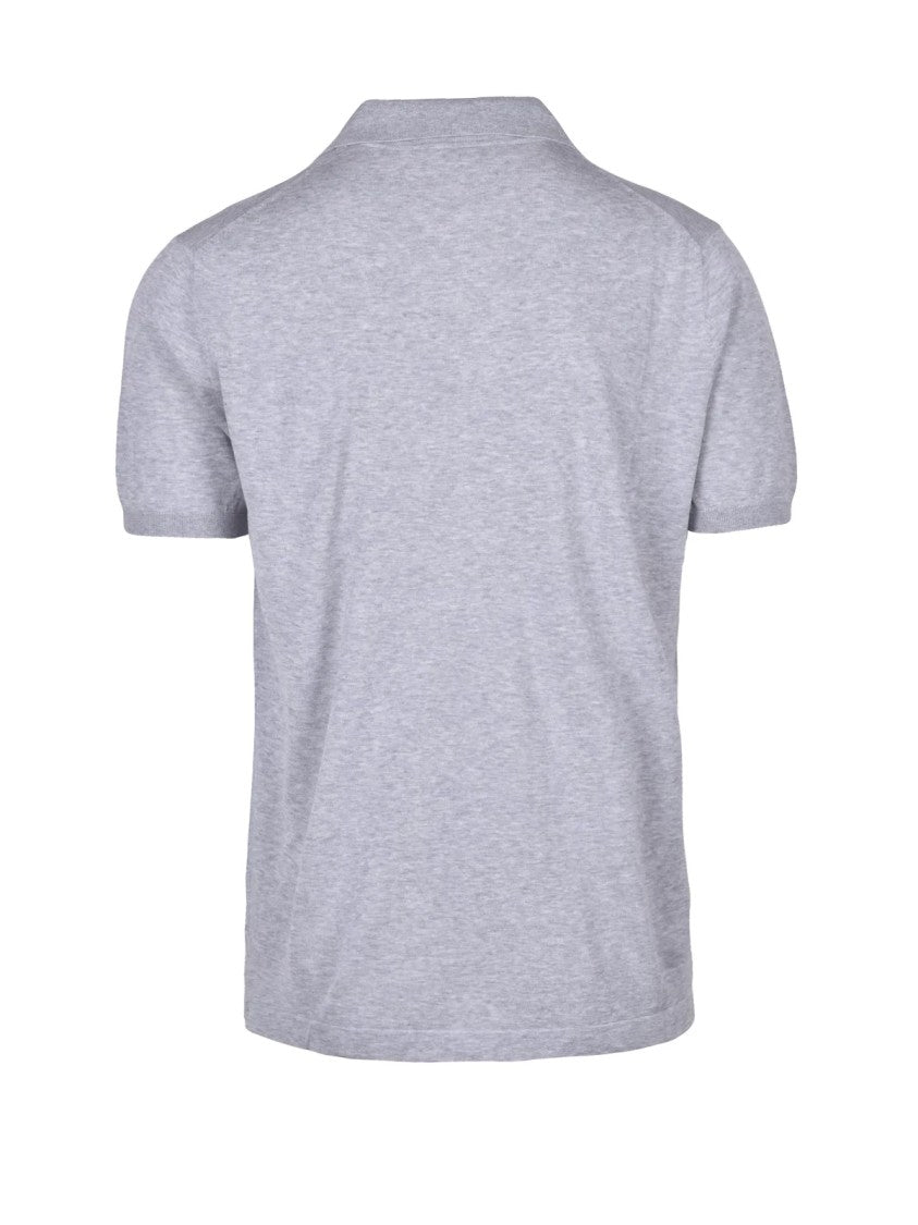 Kangra Light Grey V-Notch Knit Polo Shirt