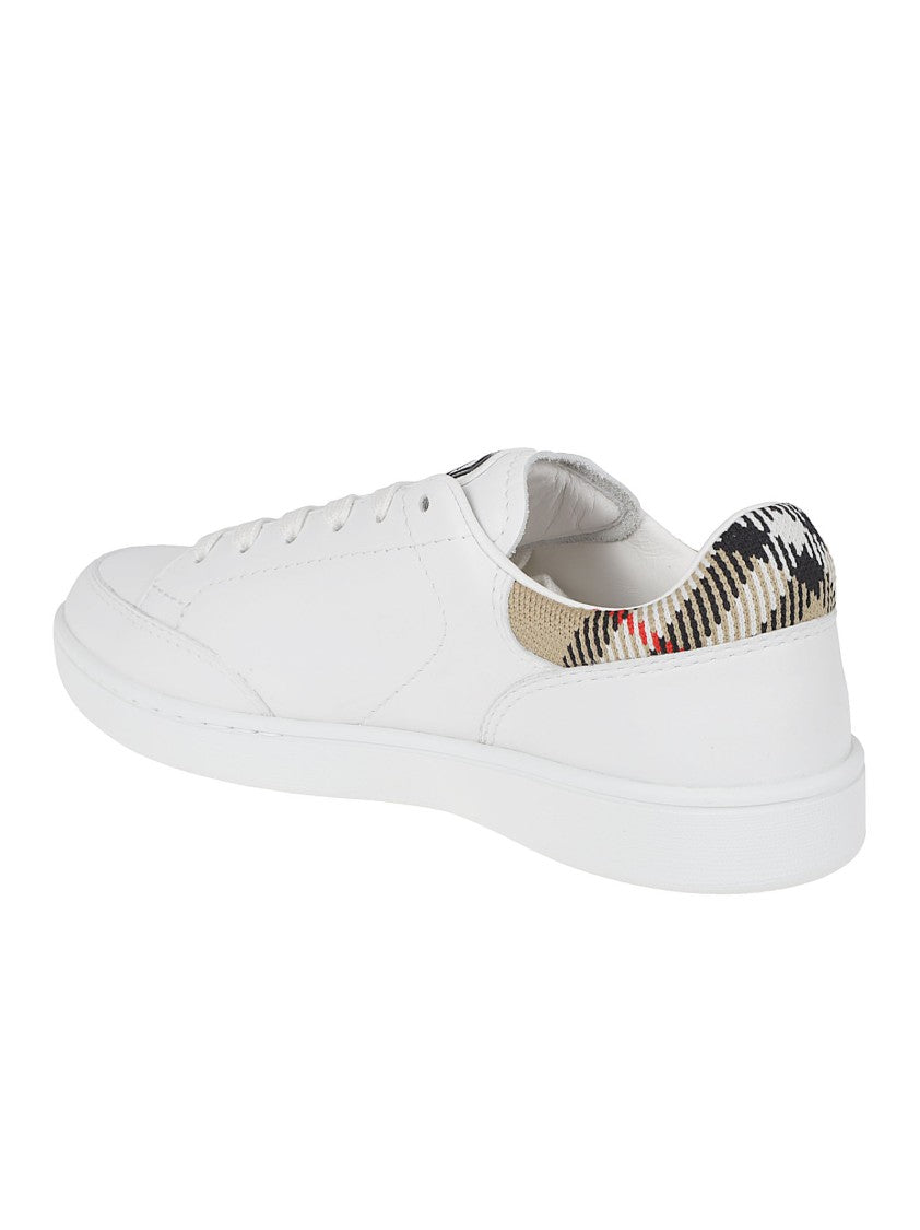 Burberry White Leather Low-Top Sneakers