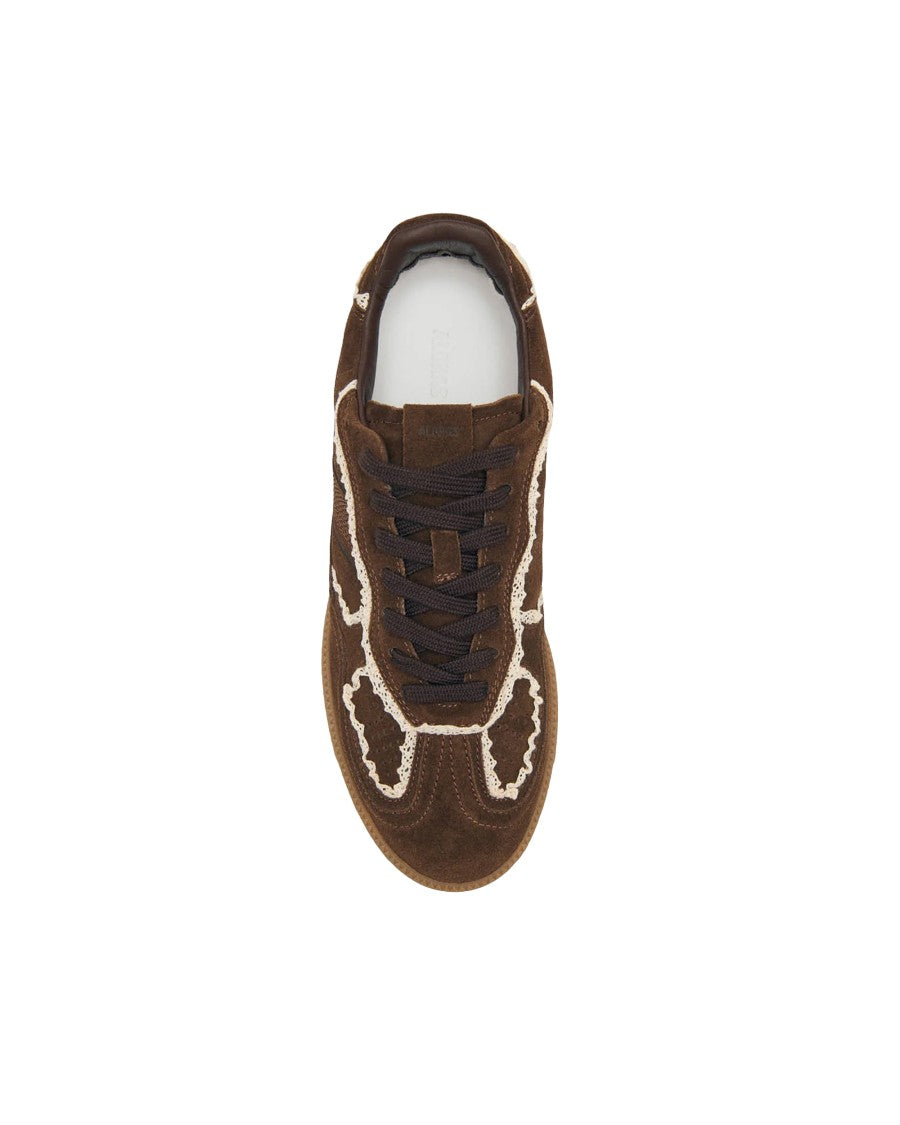 Alohas Crochet-Detail Suede Sneakers With Rubber Sole