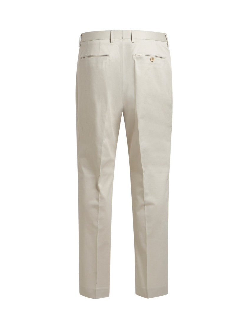 Etro Tailored White Stretch Cotton Gabardine Trousers