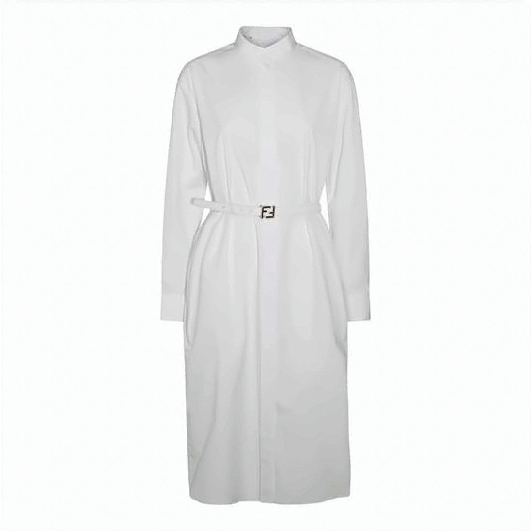 Fendi Midi Dress With Button-Down Front And Distinctive Belt
