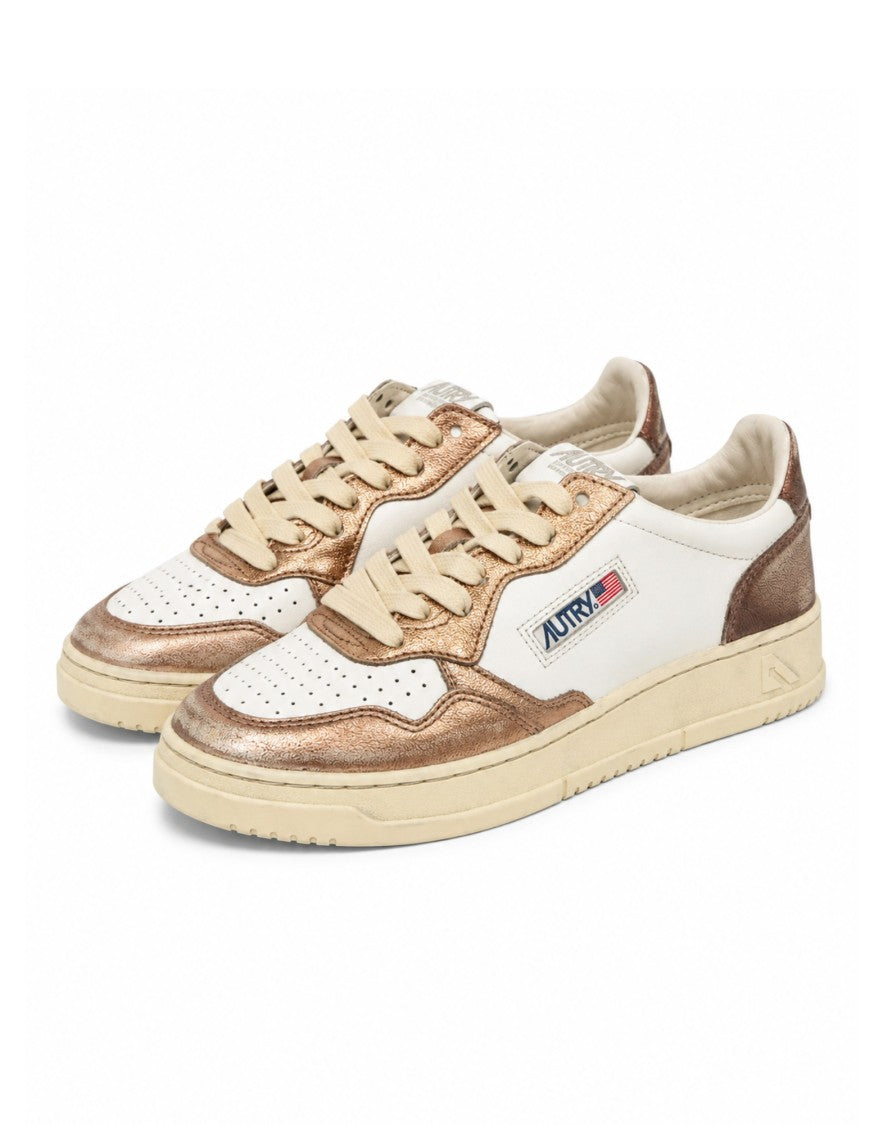 Autry White Leather Metallic Super Vintage Sneakers