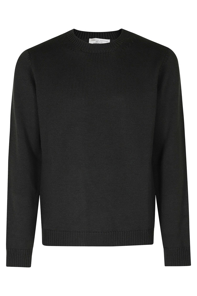 Roberto Collina Green Finely Knitted Crew-Neck Ribbed Merino Wool Sweater
