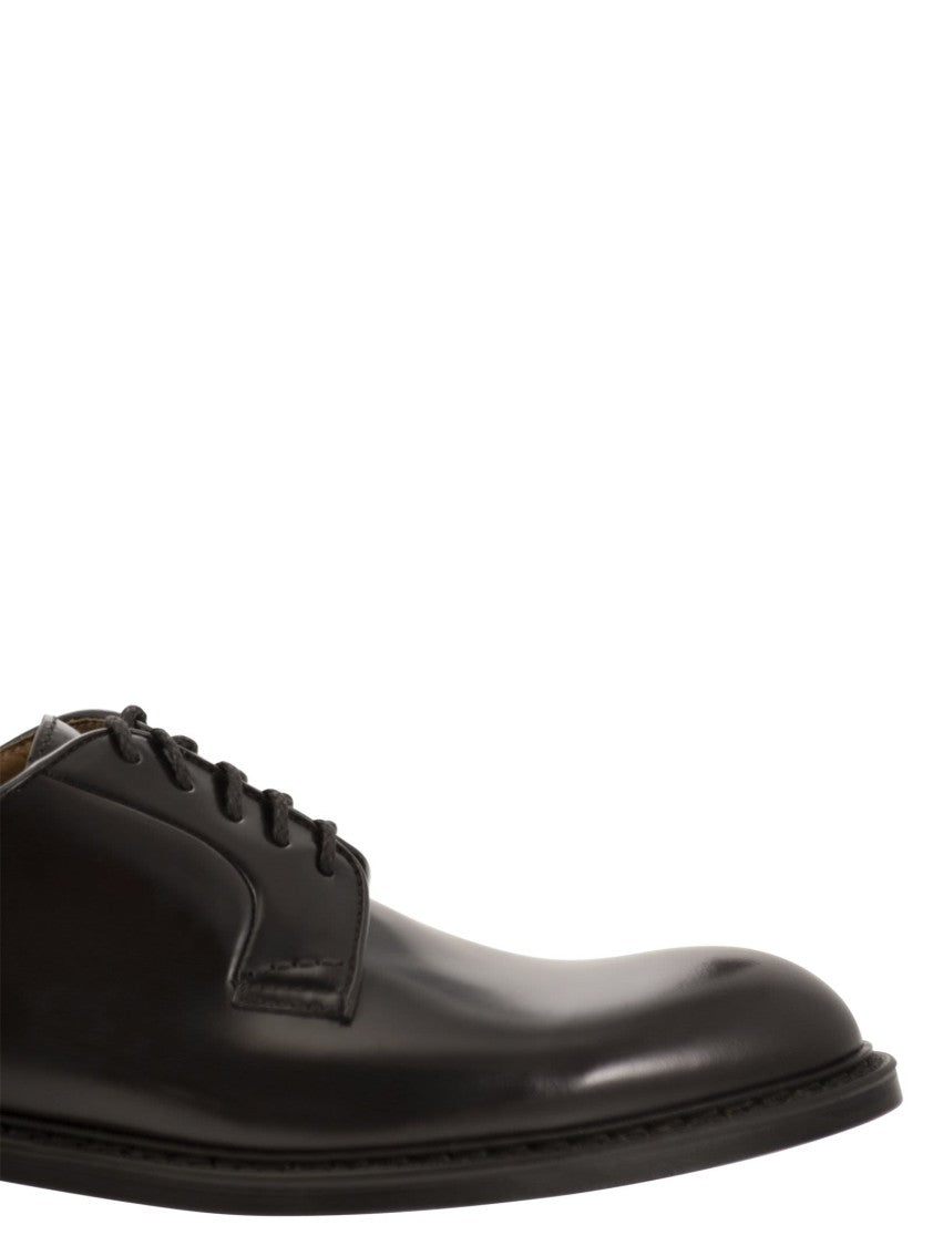 Doucal's Black Smooth Calfskin Derby Shoes