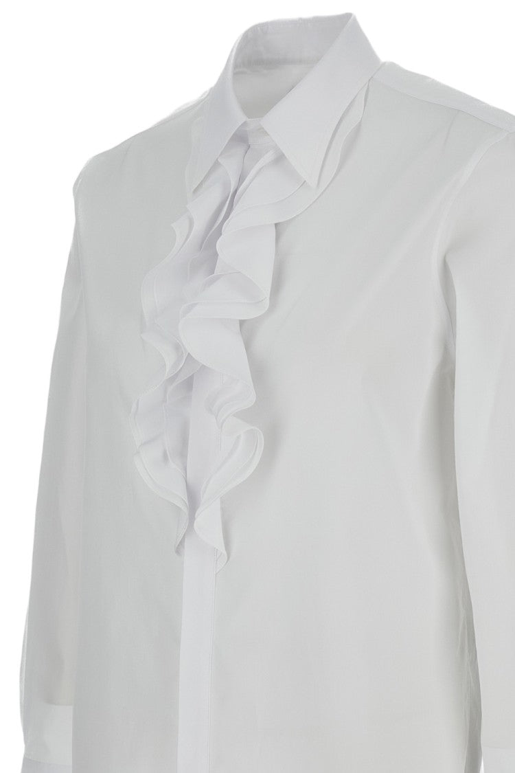 Ralph Lauren Collection Long Sleeved Fringed White Shirt