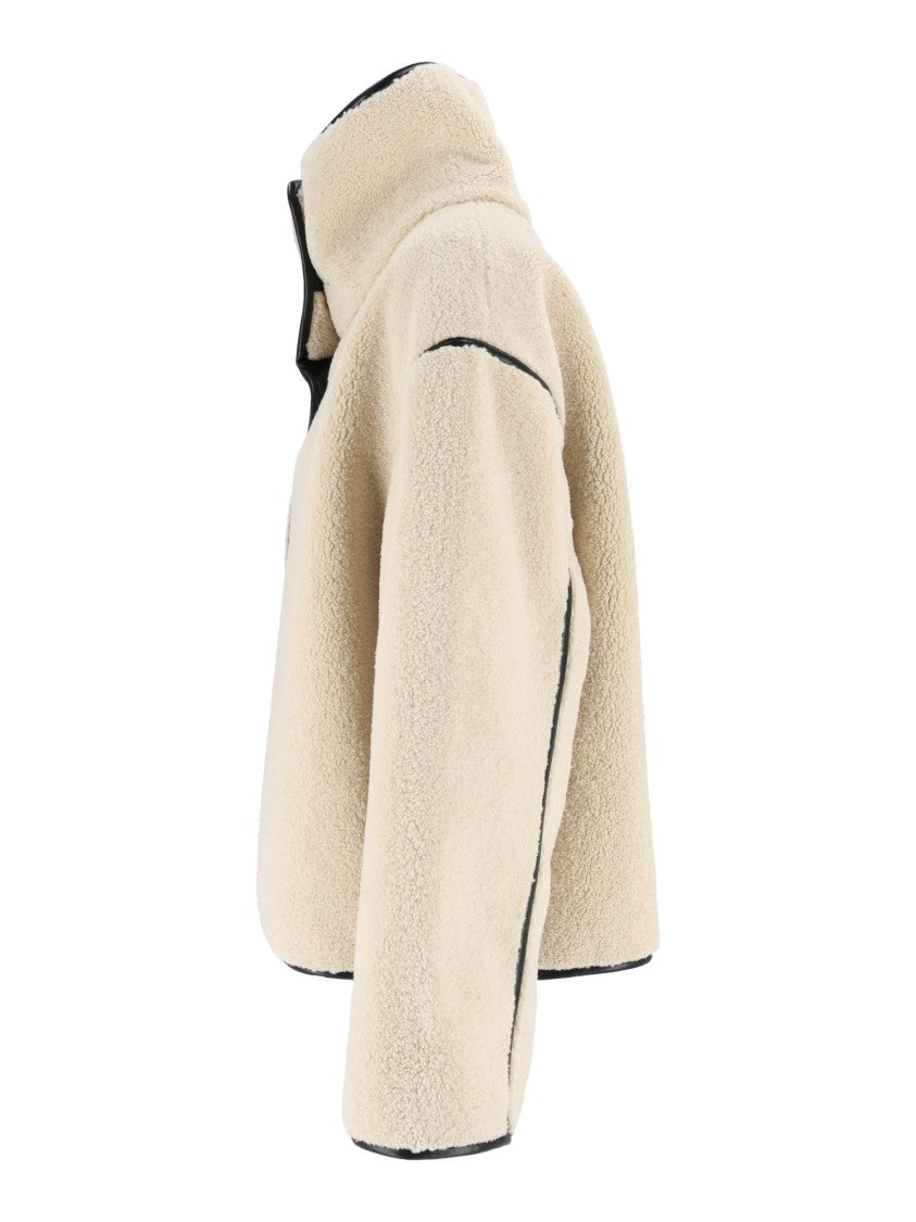 Eleh Cream Boxy High Collar Toggle Cropped Jacket
