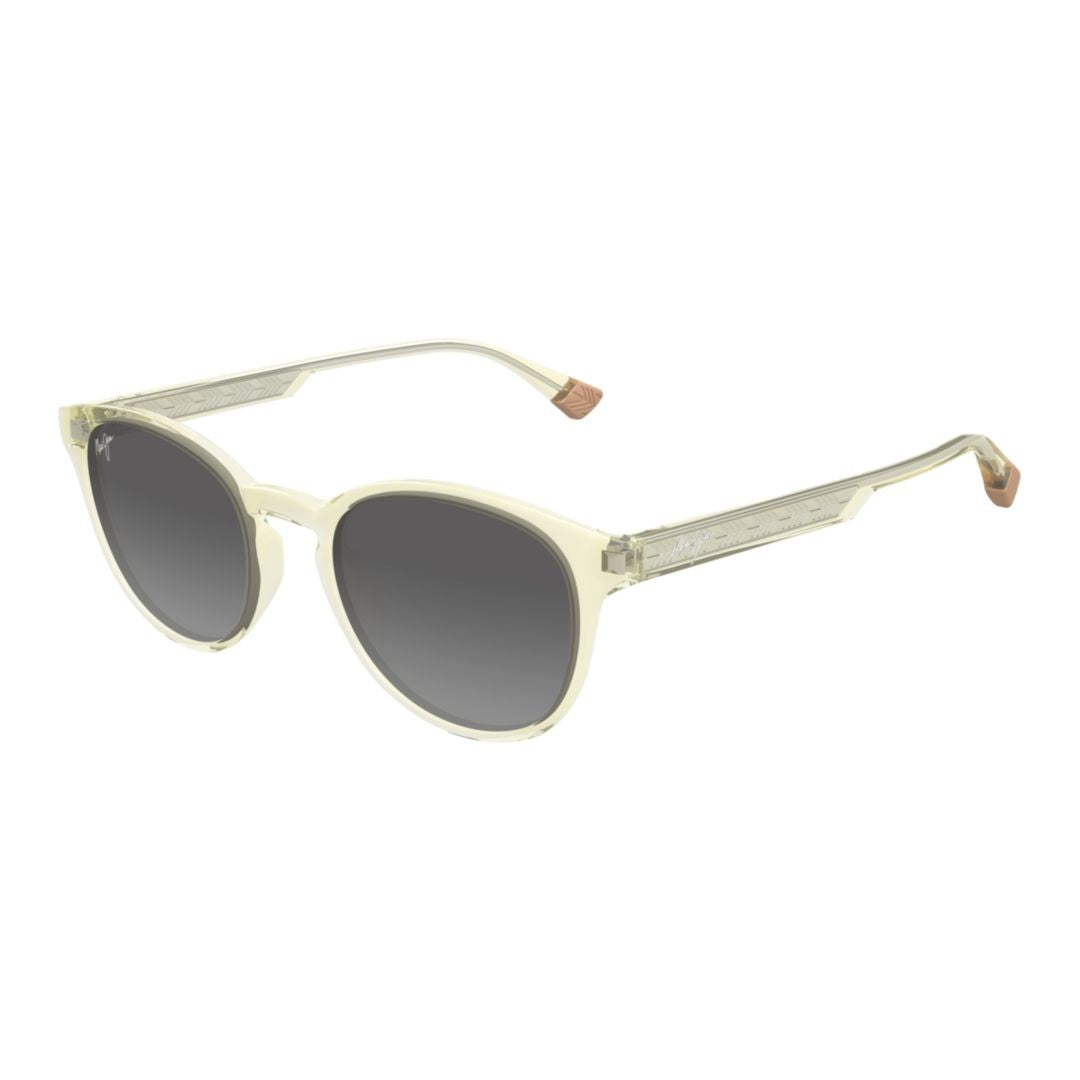 Maui Jim Hiehie Translucent Light Beige Sunglasses With Geometric Pattern Temples