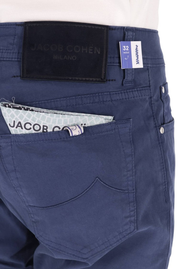 Jacob Cohen Slim-Fit Five-Pocket Cotton Pants With Unique Details