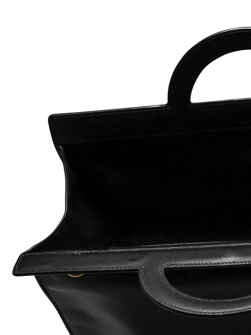 Valentino Garavani Structured Black Calf Leather Shoulder Bag