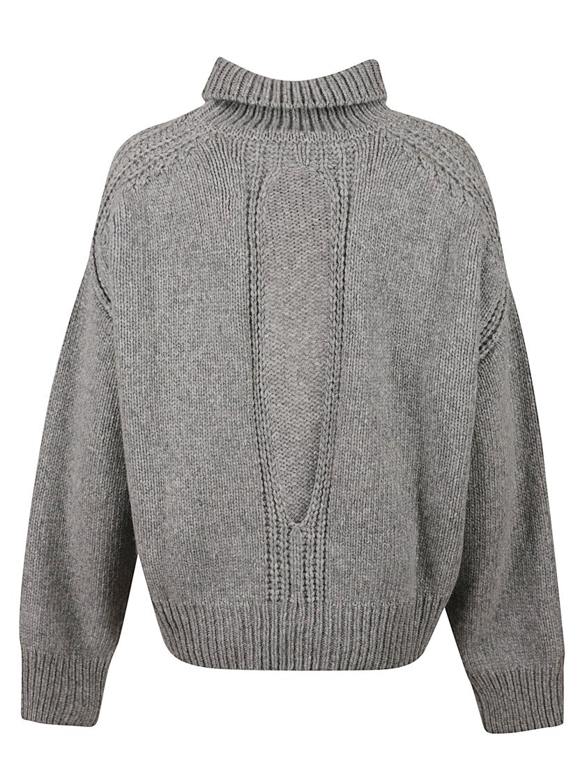 Sa Su Phi Raglan High Neck Sweater With Back Slit Detail