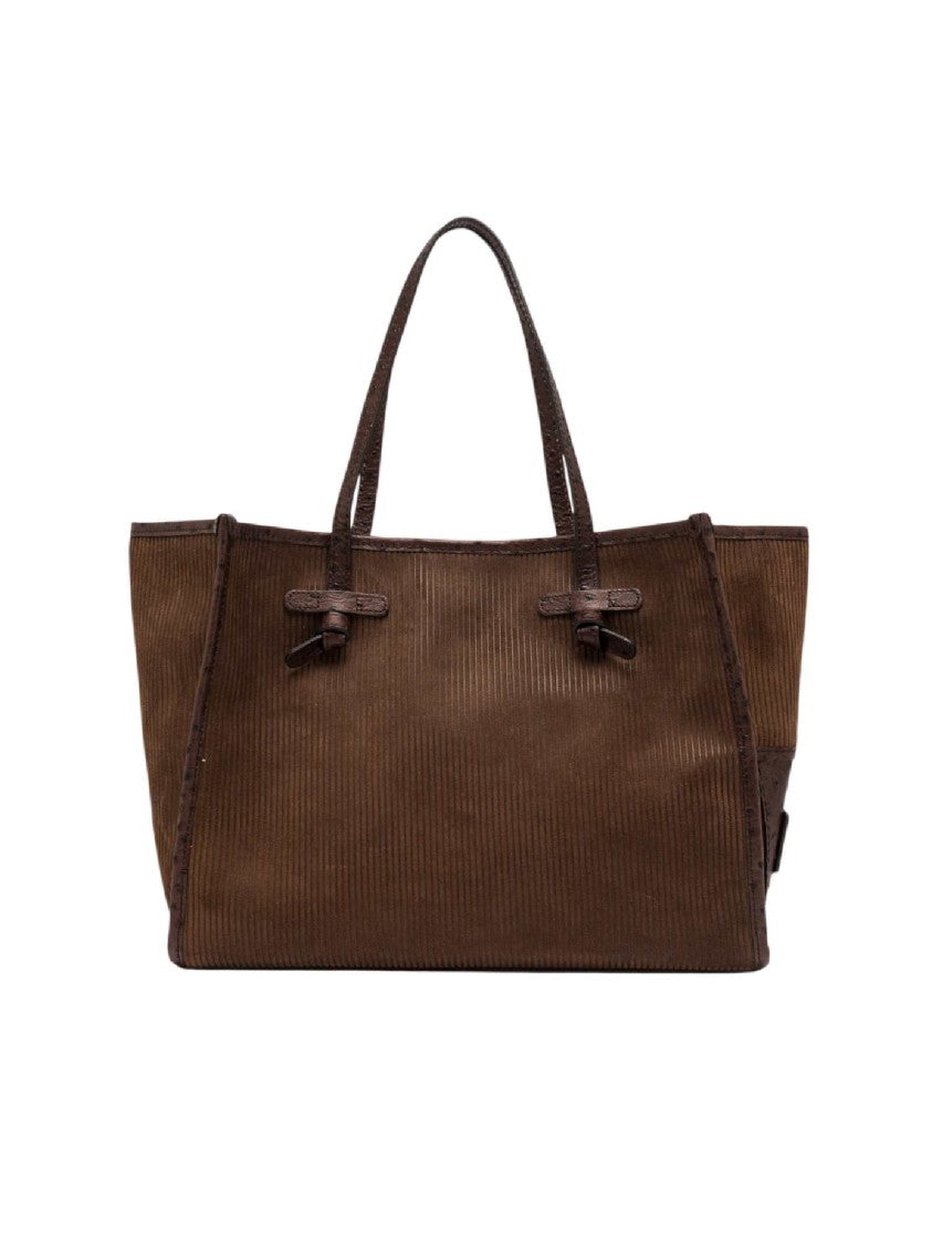 Gianni Chiarini Espresso Textured Ribbed Leather Tote Bag