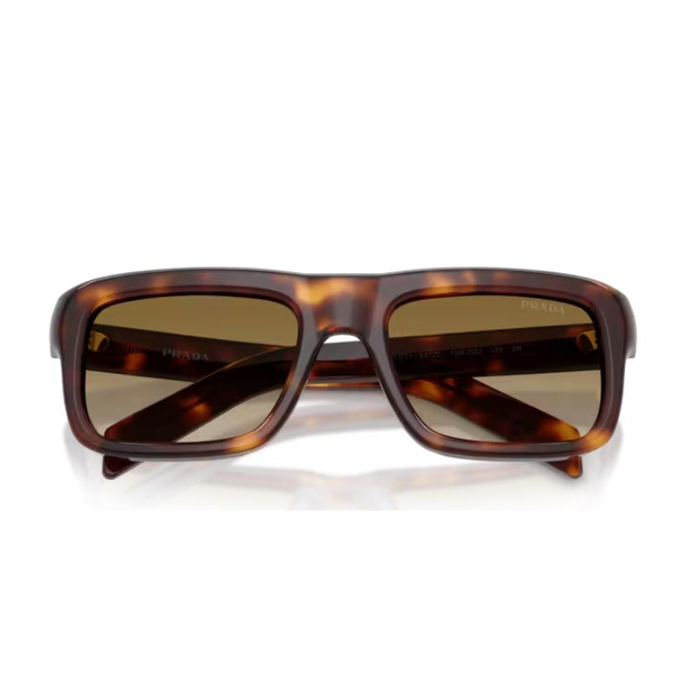Prada Oversized Rectangular Frame Sunglasses In Glossy Havana Acetate
