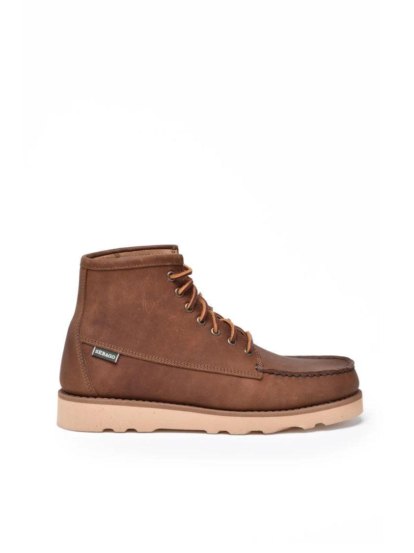 Sebago Mid Brown Leather Tala Boot With Rugged Detailing