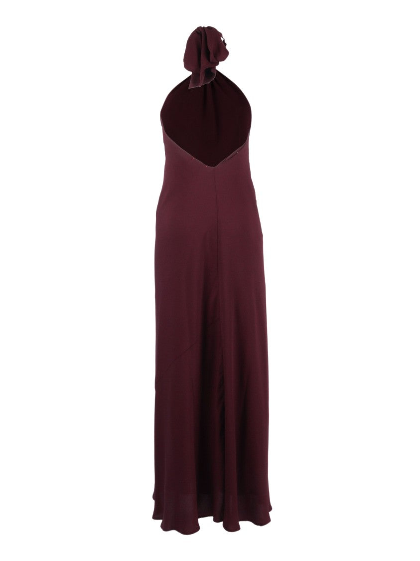 Forte Forte Burgundy Crepe Halter Midi Dress