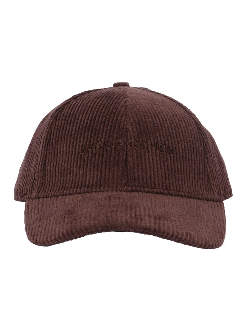 Jacob Cohen Brown Corduroy Baseball Cap With Embroidered Branding