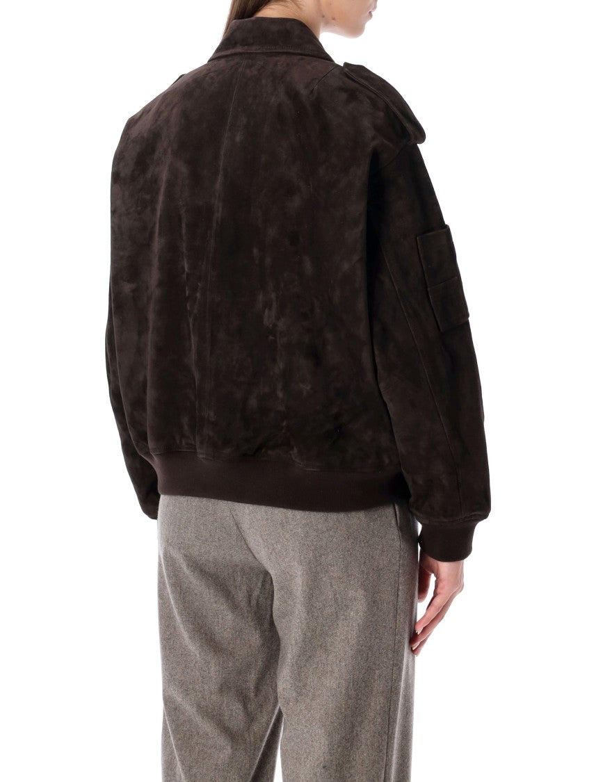 Sword Brown Suede Bomber With Patch Pockets